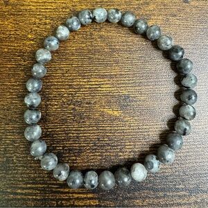 Larvikite Beaded Stretch Bracelet size 8 Unisex